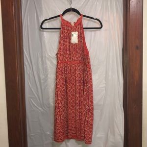 NWT Women’s Max Studio Halter Dress Orange Print Size L
